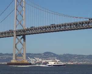 Ferry under the Bay Bridge